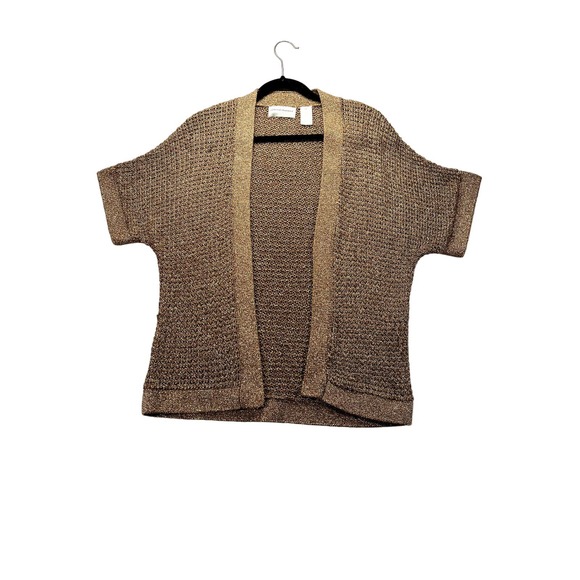 Alfred Dunner Woman's Acrylic metalic brown shrug size Petite Medium - Picture 1 of 7